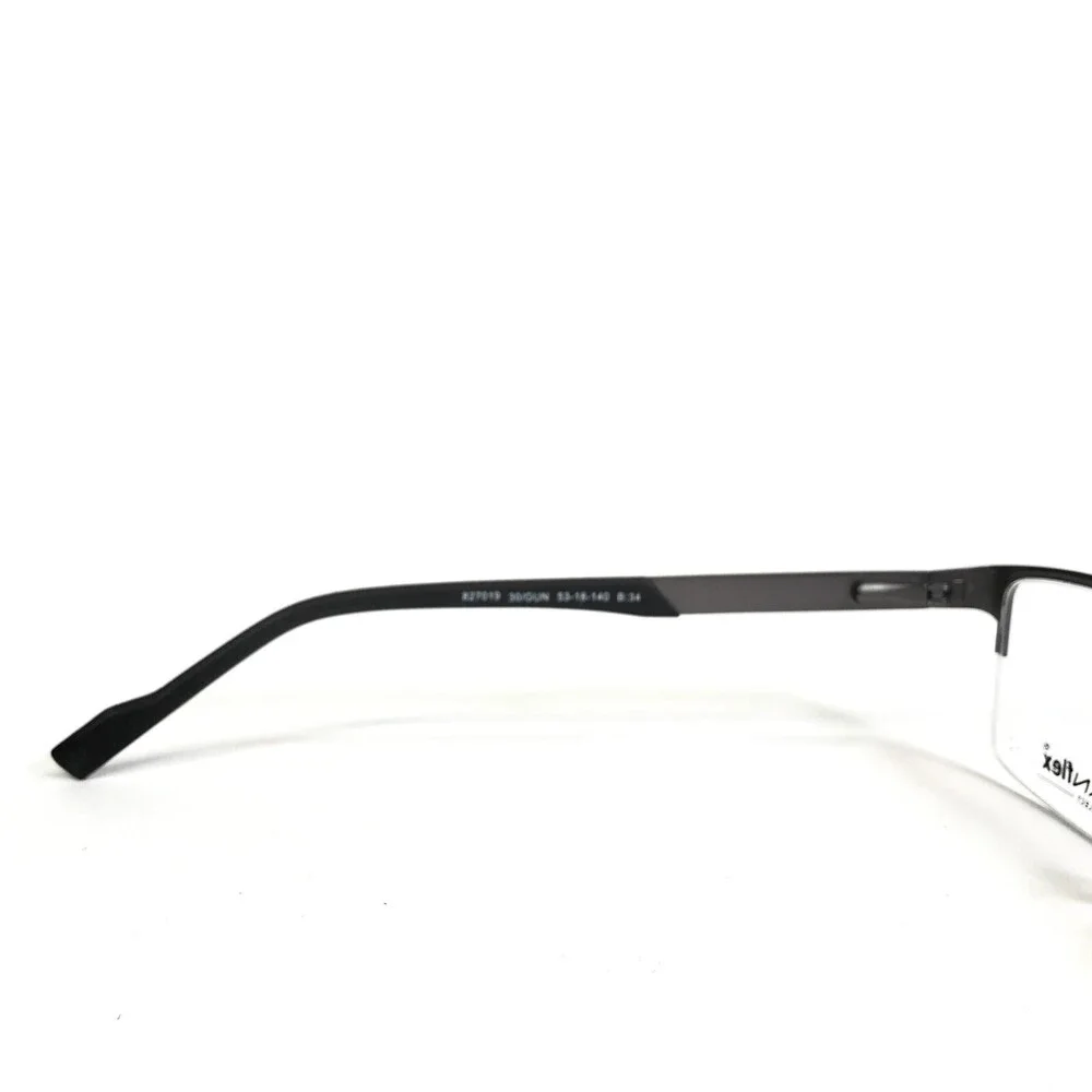 Titanflex Eyeglasses Frames 827019 30/GUN Black Grey Square Half Rim 53-18-140